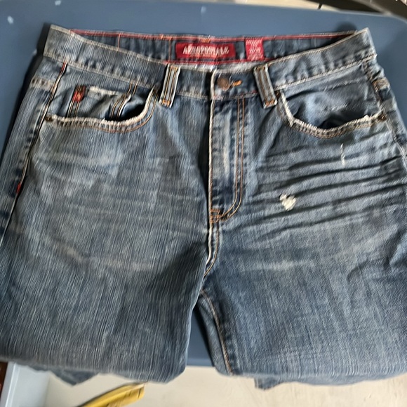 AEROPOSTALE DISTRESSED BLUE JEANS 32 x 30” straight leg - Picture 4 of 14